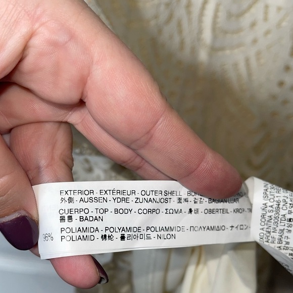 ZARA COLLECTION Cream Lace Collared Mini Shift Dress Size Medium - Picture 6 of 6